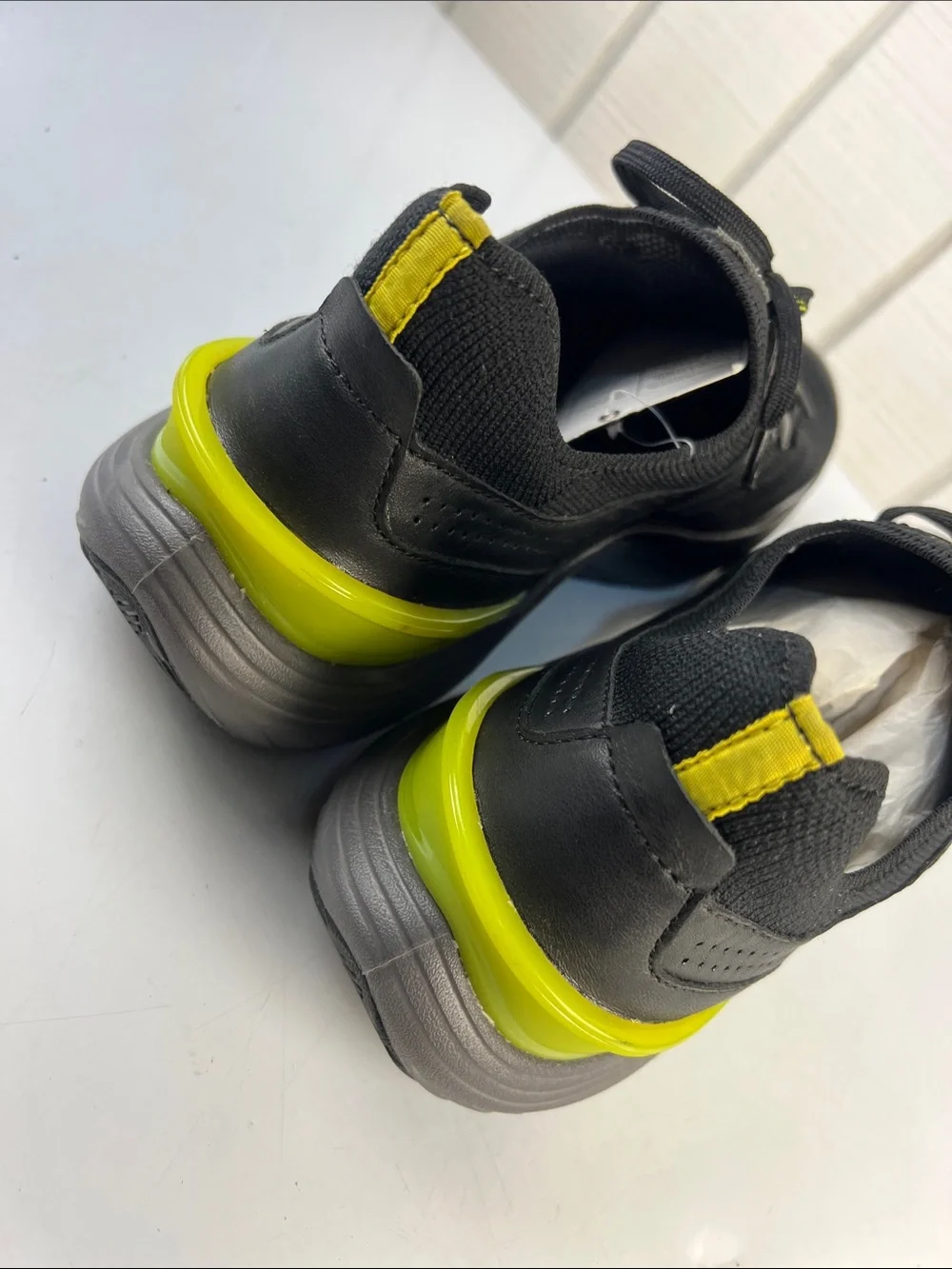 Johnston & Murphy Black Sneakers with Yellow Heel Accent